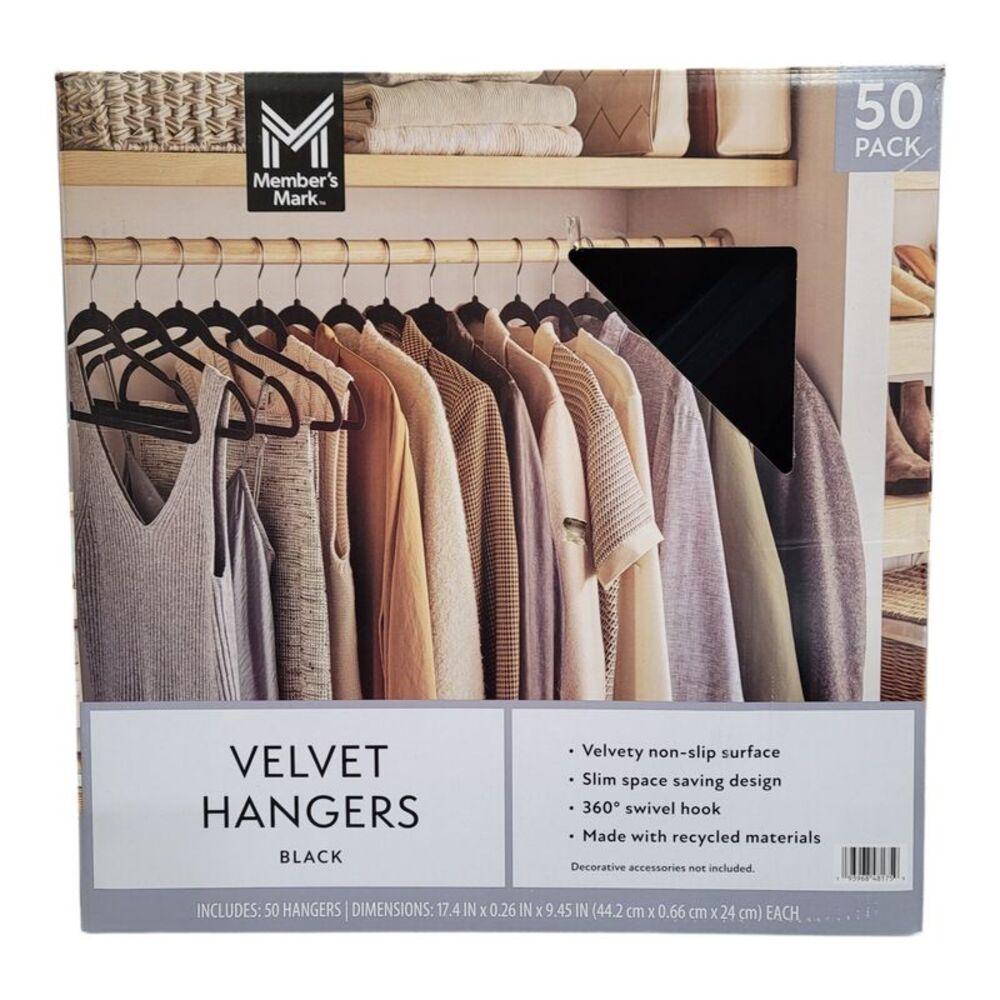 Member's Mark Heavy Duty Adult Velvet Hangers - 50 Pack